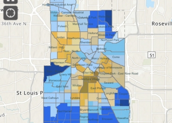 2020 Census response rate map for Minneapolis