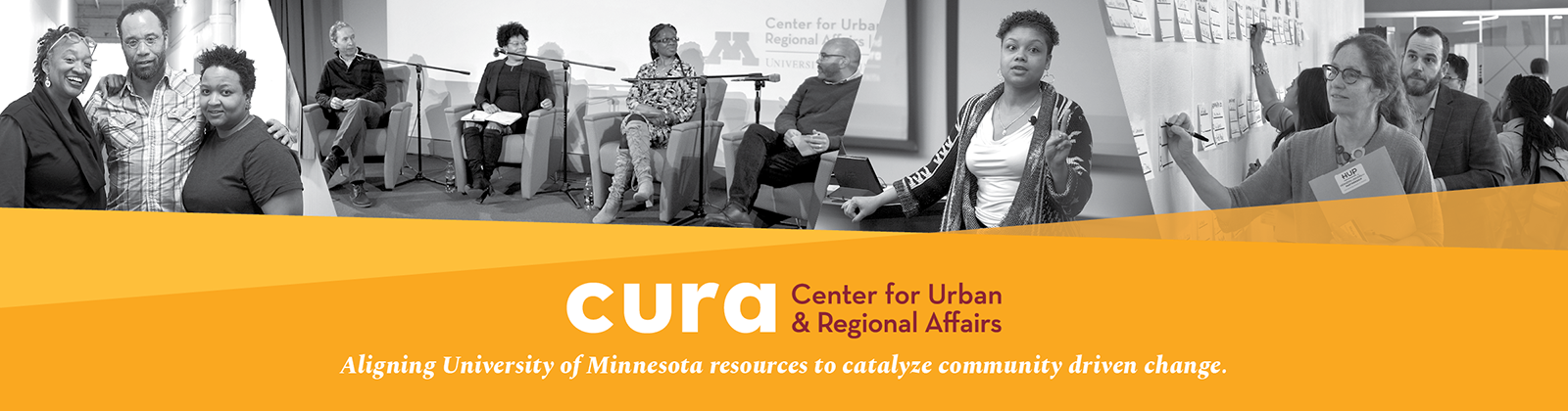 CURA about page header, "aligns University of Minnesota resources to catalyze community driven change"