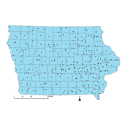Map 3: USDA Section 515 Properties - Iowa