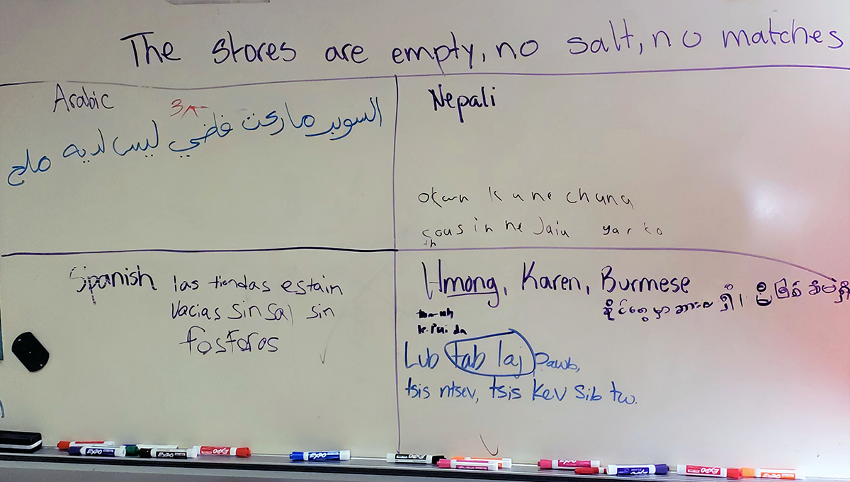 Incorporating student languages into a lesson
