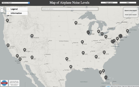 Airplane noise map